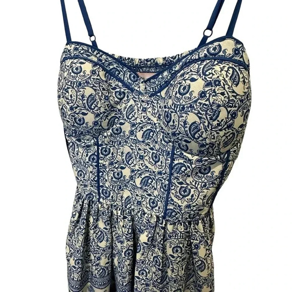 Band of Gypsies Women's Blue Floral Strapless Knee Length Dress Size Small - Picture 5 of 6